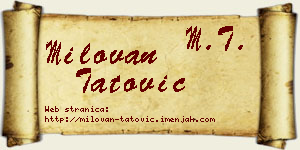 Milovan Tatović vizit kartica